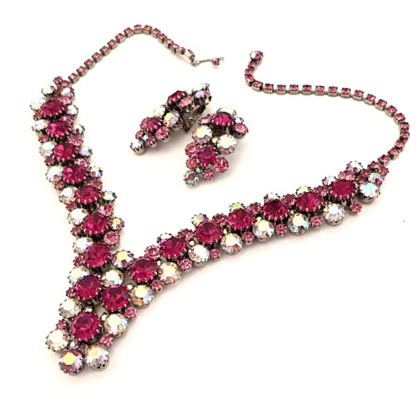 Opulent rhinestone set - necklace and clips - Image 5
