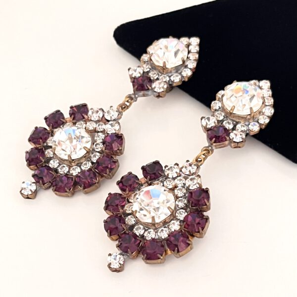 Large clip earrings with rhinestones - Image 4