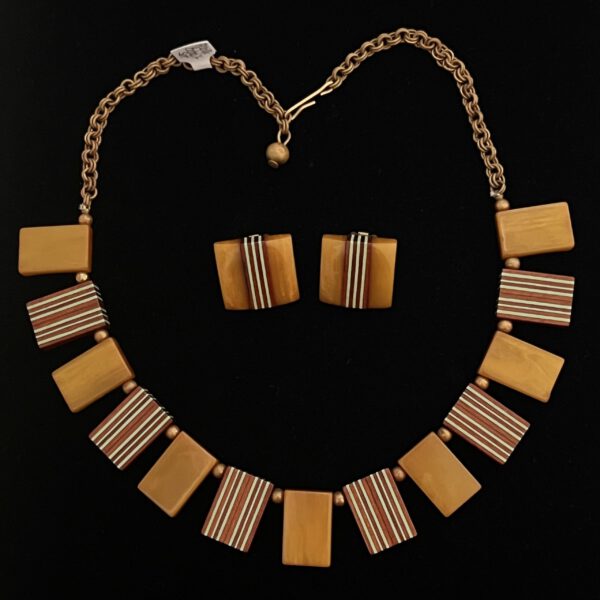 Schmuckset Vintage aus Bakelit und Holz