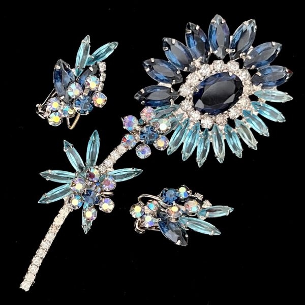 Vintage Blumenbrosche mit Ohrclips