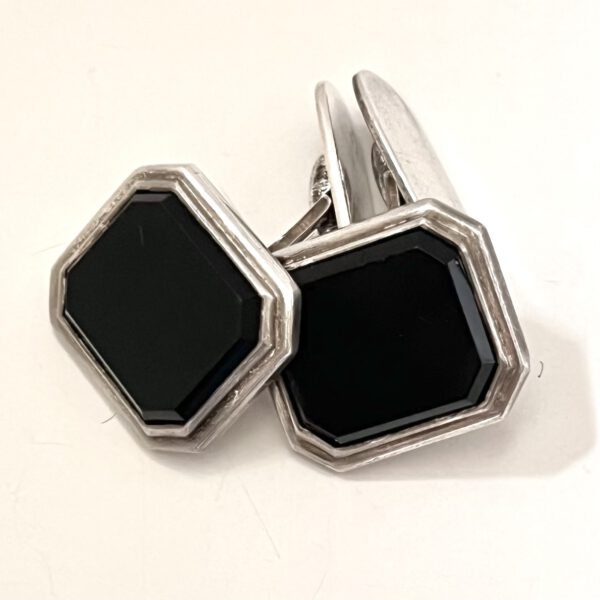 Art Deco Onyx Manschettenknöpfe – Bild 2