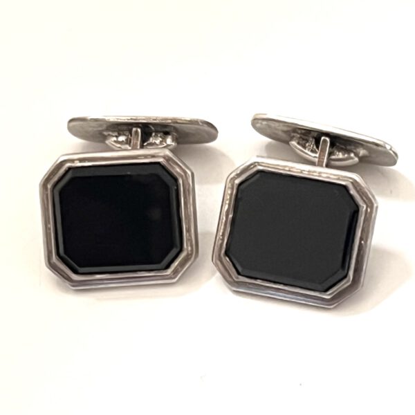 Art Deco Onyx Manschettenknöpfe – Bild 4