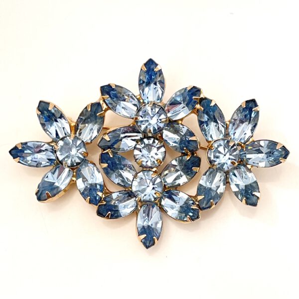 Blaue Strassbrosche aus den Fifties – Bild 4