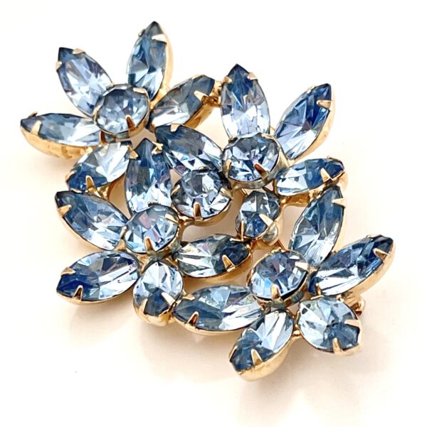 Blaue Strassbrosche aus den Fifties – Bild 3