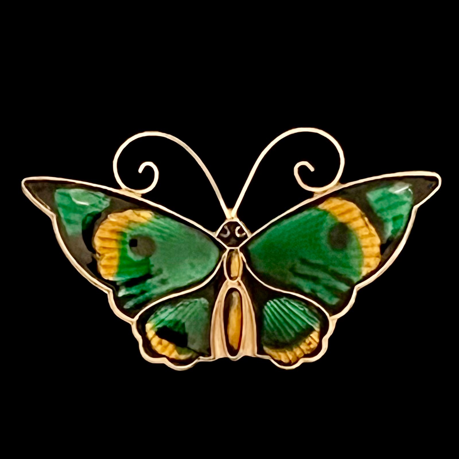 Vintage Butterfly Brooch Norway Sterling Enamel