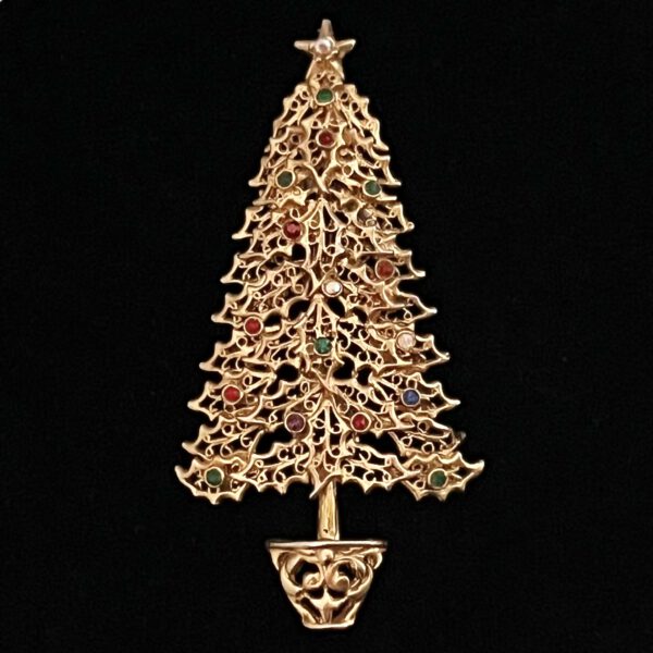 Schöne alte Brosche in Form eines Weihnachtsbaumes