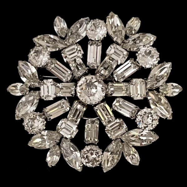 Strassbrosche Vintage Weiss