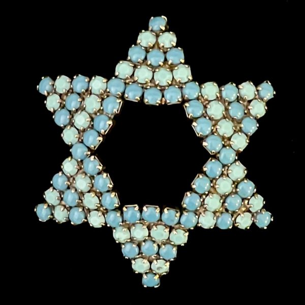 Vintage Brosche türkisblaue Glasperlen