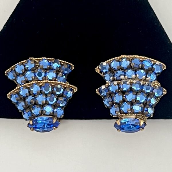 Vintage Ohrclips in Tintenblau von Eugene